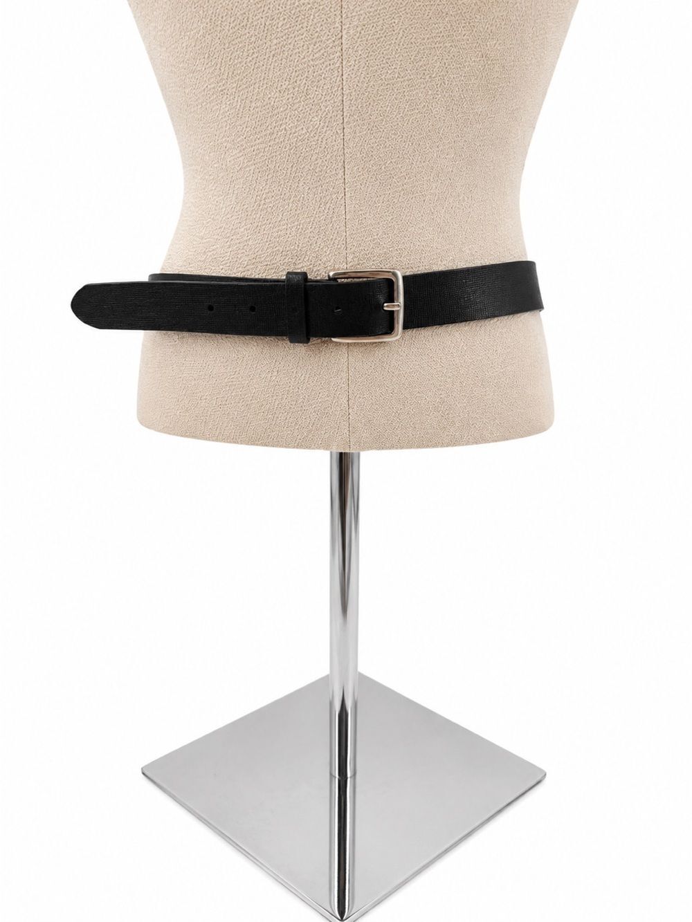 Zara Black Faux Leather Skinny Belt Silver Buckle Made in Spain